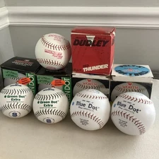 VTG Lot of 5 Worth Blue & Green Dot Dudley Red Thunder Softballs