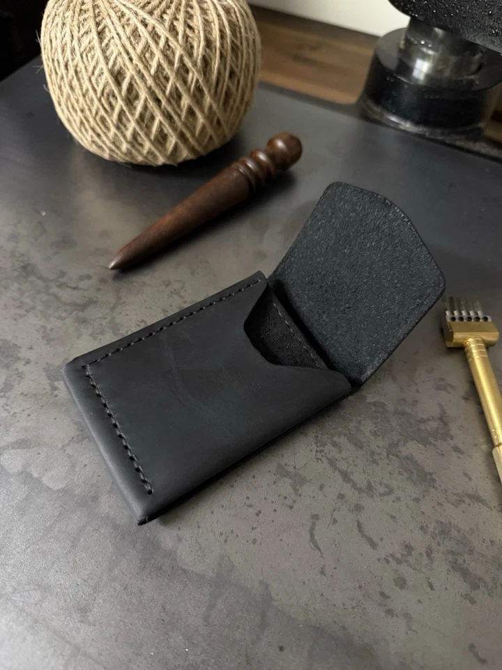 Handmade Leather Minimalist Wallet – Slim Bifold Card Holder - Cash Wallet - Image 4 of 4