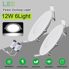 6Pack 12W LED Ceiling Lights Ultra-Thin Recessed Retrofits Kit 6000K Daylight