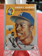 2000 Topps Henry Aaron #128 Opening Day Licensed Reprint Of 1954 Rookie Card. rookie card picture