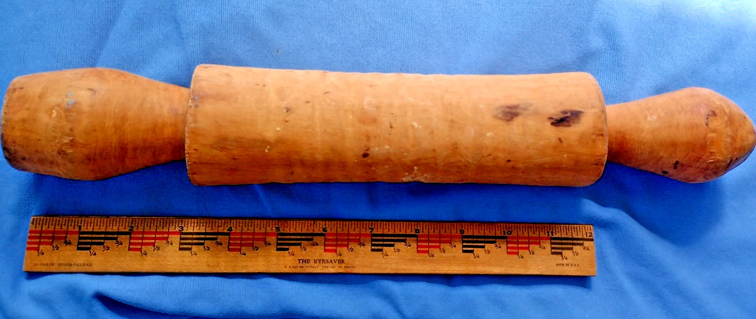 Solid Hand Carved Wood Antique Primitive Bakers Dough Rolling Pin 16”
Opens in a new window or tab