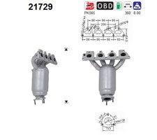 KATALYSATOR FÜR OPEL ASTRA G CC (T98), OPEL ASTRA G CARAVAN (T98) - AS 21729