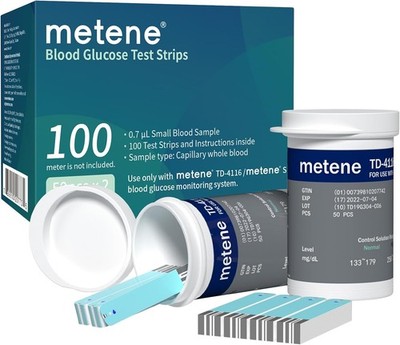 Metene TD-4116 Blood Glucose Test Strips, 100 Count Blood Sugar Test Strips ...