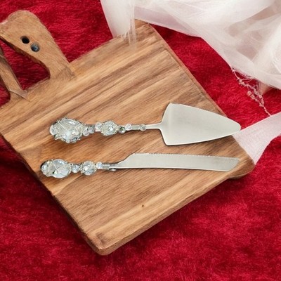 NEW Twin Designs Wire Wrapped Beaded Handle Windemere Wedding Cake Knife Servers