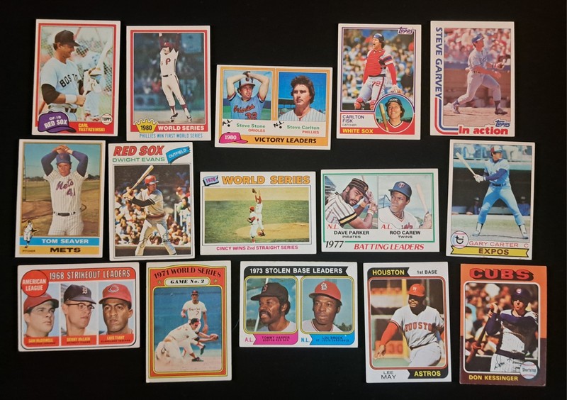 Lot Of 15 - ASST TOPPS BASEBALL CARDS 1969 1970s to 1983 HOF STARS YAZ SEAVER