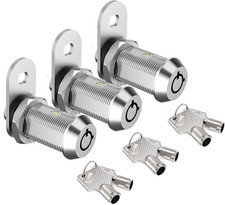 3 Pack Cabinet Locks with Keys, 1-1/8" Tubular Cam Locks Keyed Alike, RV Lock fo