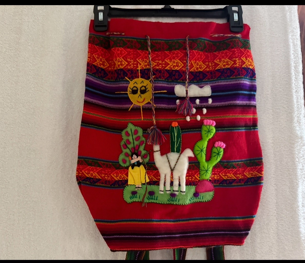 Peruvian Handwoven Wool Drawstring Backpack - image 1