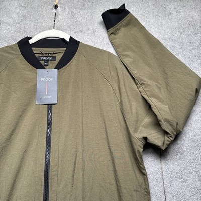 Proof Field Bomber Jacket Men s Large Olive Green Nylon Travel Lightweight