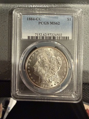 1884-CC Morgan Silver Dollar PCGS MS62 Carson City $1 UNC Key Date Slabbed