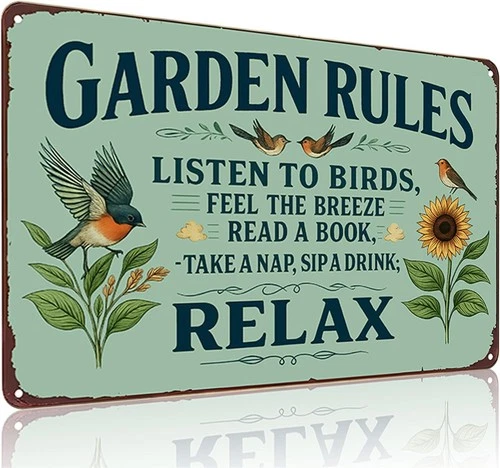 Plants Gifts Garden Rules Vintage Tin Metal Signs Home Décor 8x12 for Garden Pat