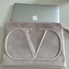 Valentino Garavani V Logo Signature Nude Laptop Computer Pouch Recycled Poly Bag