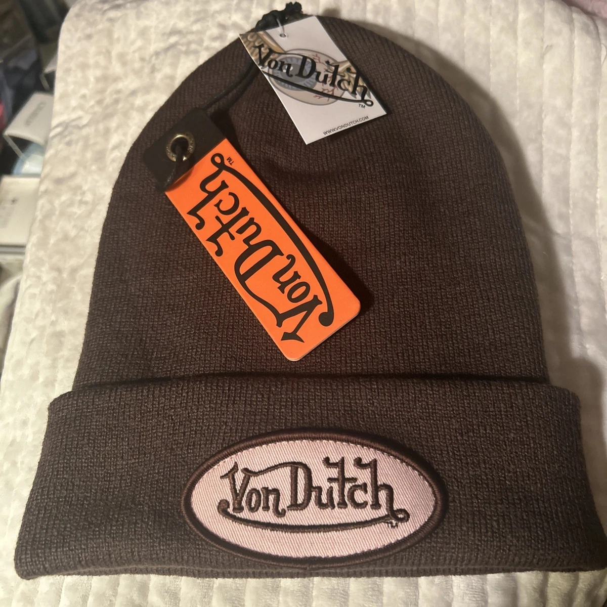 VTG Von Dutch Trapper Hat Pilot Aviator Fur Lined Beanie Women’s RARE Womens Vintage Rodeo Leather Rabbit Fur Trapper Hat  main image 3