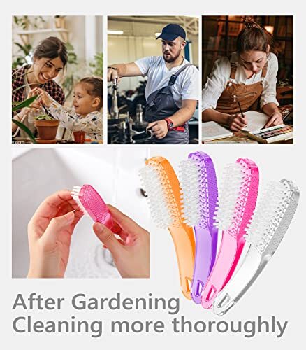 Nail Brush for Cleaning Fingernails, 4Pack Handle Grip Nail Brushes Color1 - Bild 3 von 6