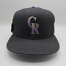 Vintage Colorado Rockies Hat Cap Fitted 7.5 Black 5950 Wool Baseball Adult Mens