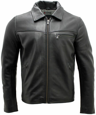 Herren Smart Schwarze Lederjacke Infinity Leather Bikerjacke Reißverschluss