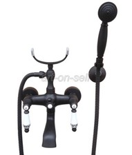 Oil Rubbed Bronze Wall Mount Clawfoot Bathroom Bath Tub Filler Faucet HandShower