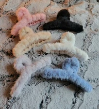 Furry Claw Clip 6 Pack Large Fuzzy Hair Claw Clip multicolor cute hair set