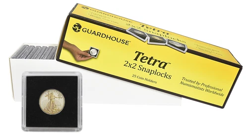 Guardhouse 2x2 Tetra Snaplock Coin Holders for 1/4 ounce Gold Eagle, 25 pk