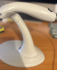 white Metrologic MS9520 Voyager USB Laser Barcode Scanner with Honeywell Stand