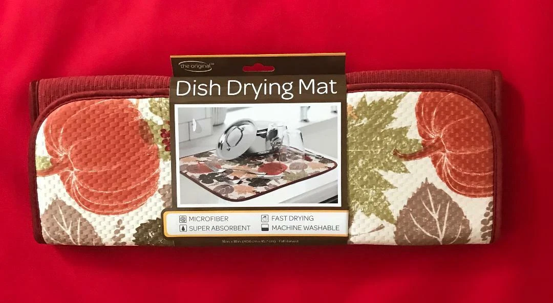 The Original DISH DRYING MAT Fall Harvest Pumpkin 16 in x 18 in Microfiber NEW