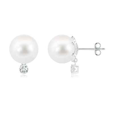 ANGARA Freshwater Pearl Studs for Women in Sterling Silver (10mm Pearl)