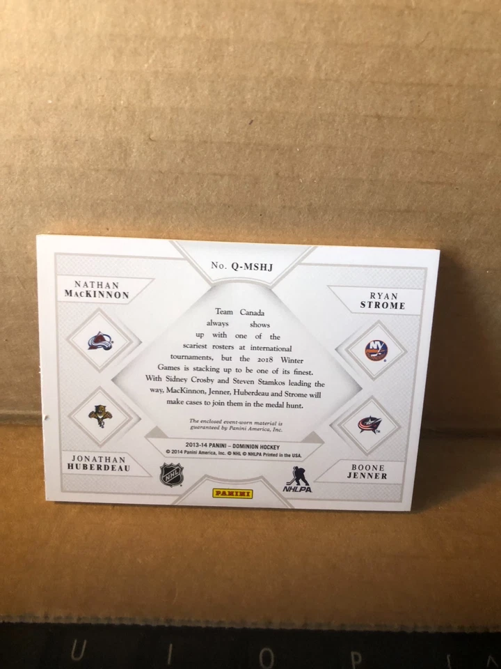 2013-14 Dominion Quad Jersey Prime #QMSHJ MacKinnon/Huberdeau/Strome/Jenner 7/10 - Image 2 of 2