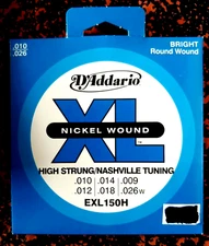 D'Addario EXL150H High-Strung Nashville Tuning 10-26 Nickel-Wound 