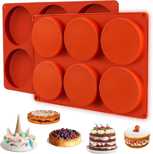 2 Pcs Large Silicone Molds for Baking, 6-Cavity round Silicone Baking Mold, Non-
