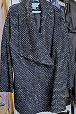Ladies Black Wool Blend Buttoned Smart Coat Size 18 Helene Berman