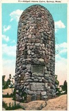 Abigail Adams Cairn Quincy Massachusetts MA A. R. Mc Kay Vintage Postcard 1943