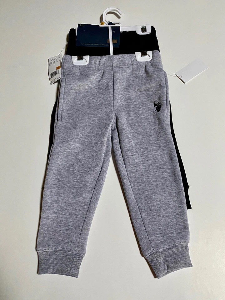 Pantalones Jogger 2 Pares Niños Negro y Gris Jaspeado POL0 Cálidos Cómodos Sin Atar Talla 3T Foto 2 de 3