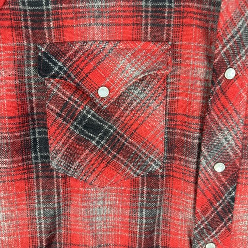 Vintage authentisches Westernhemd für Herren von JC Penny 15-33 rot kariert Perlen Druckknopf Wolle - Bild 4 von 13