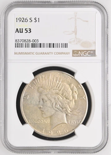 1926 S Peace Silver Dollar NGC AU53 Tough Date/Mint Peace