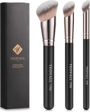 TEOYALL Foundation Contour Conceal Brush Set, 3PCS Angled Synthetic Kabuki Brus