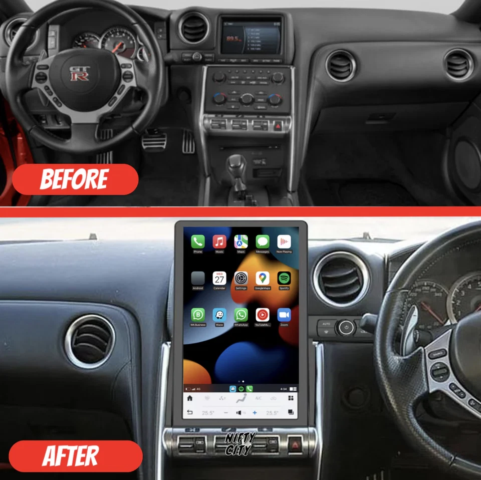 For Nissan GT-R 2008-2016 Apple CarPlay & Android Auto Tesla-Style 14.5" Screen - Image 2 of 4