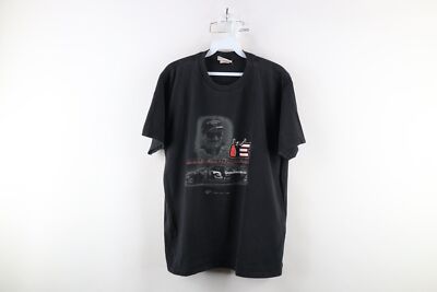 Vintage NASCAR Mens Large Faded Spell Out Dale Earnhardt Racing T-Shirt Black