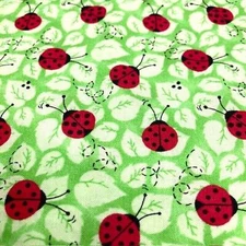 Charms Ladybugs on Lime Green background 100% cotton fabric 1 Yard to quilt sew
