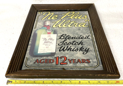 1979 NE PLUS ULTRA BOURBON SCOTCH WHISKEY BAR MIRROR,WOOD FRAME,GOLD LEAF!BLEND