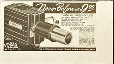 Vokar Model FP "Hi-Power 100 Watt Quality Projector" Vintage Print Ad 1941