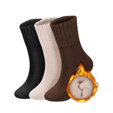 3 Pairs Women's Mid-Calf Thermal Socks Thick Warm Hosiery for Autumn Winter