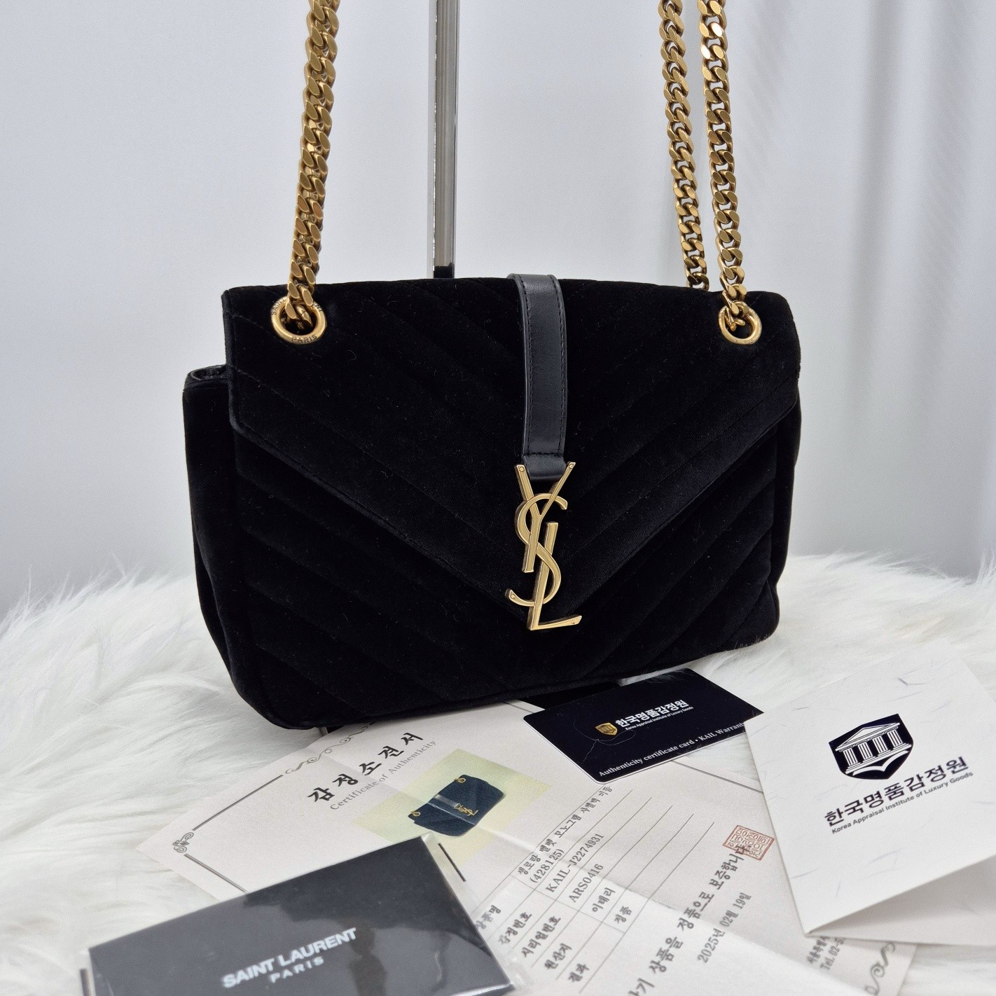 Borsa a tracolla e tracolla Saint Laurent catena velluto 428125 127175084