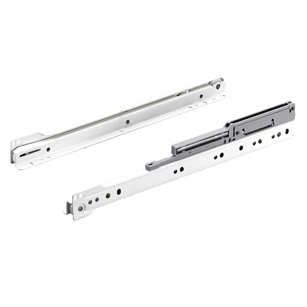 22 Inch Bottom Mount Soft Close Drawer Slides - White Steel Smooth Glide 2 Pack-image