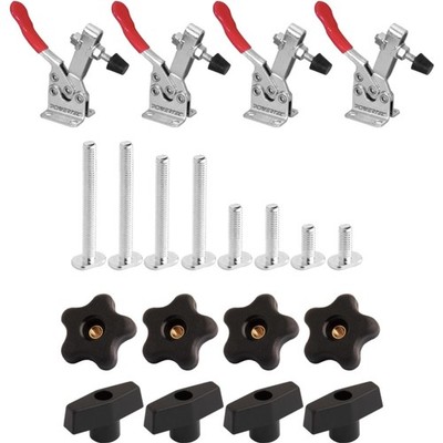 Versatile Toggle Clamp Kit: 4 Quick Release Clamps and 16 T-Track Bolts/Knobs