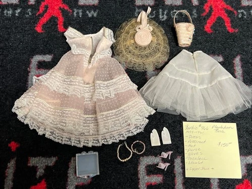 VTG Original 1960s Barbie #966 Plantation Belle Dress Slip Purse Tagged