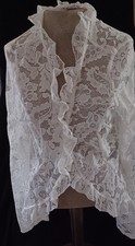 Elegant Shrug White Lace Bolero Jacket Top Glam Sz. 12
