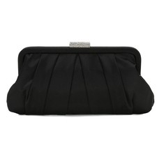 Classic Pleated Satin Clutch Bag Diamante Embellished Formal Handbag For Her