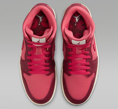Air Jordan 1 Mid SE Shoes Team Red Pueblo Red Pale Ivory Women's