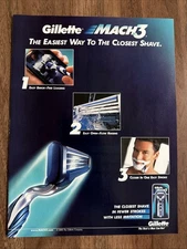 Gillette Mach 3 Disposable Razor Blade Print Ad Men’s Grooming Health Beauty 00s