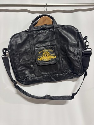 Vintage MGM Studios Lion Leather Patchwork Computer Bag Black, Great Condition