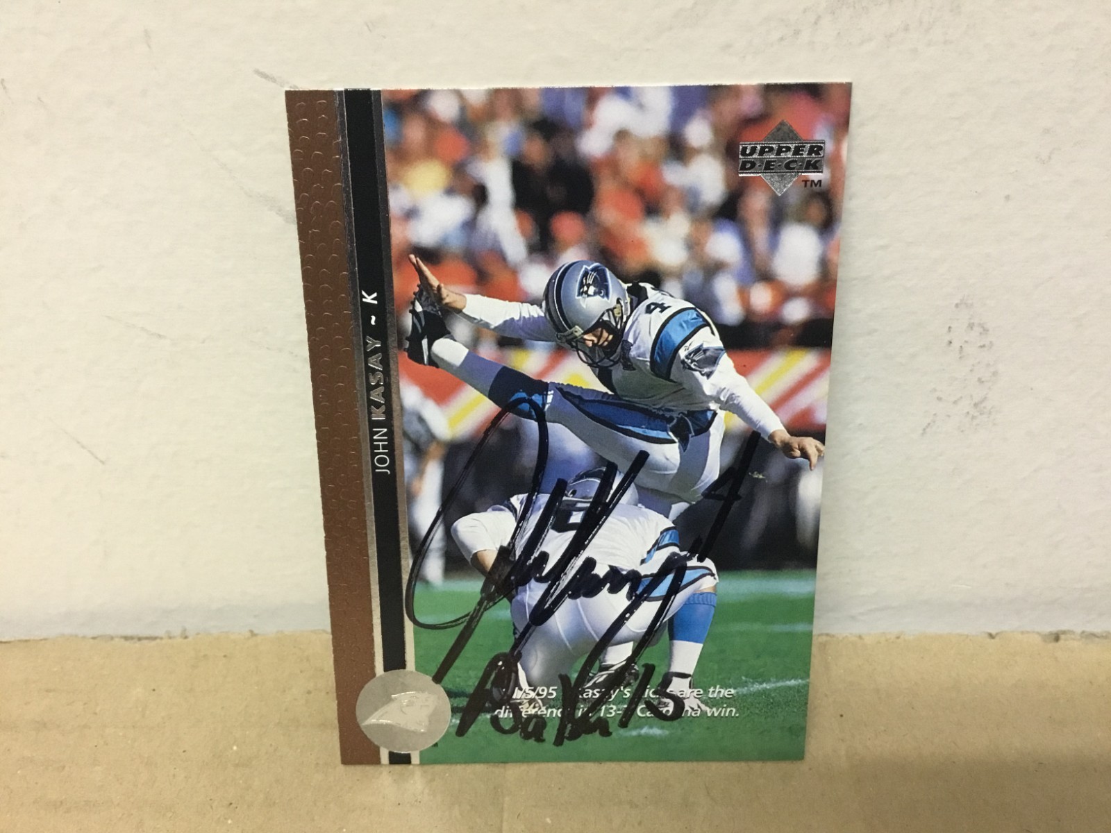 John Kasay Autographed Card - 1996 Upper Deck Football - Panthers